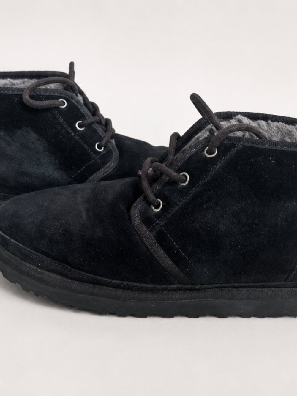 UGG Neumel Black Suede Chukka Boots Shearling Lined Lace Up Men’s Size 11